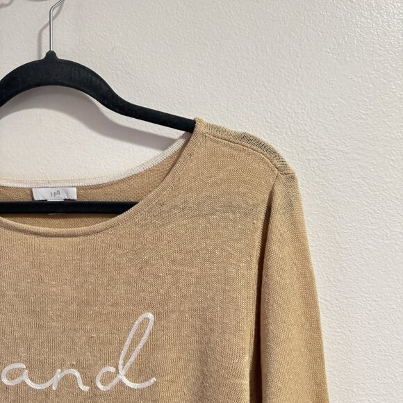 J. Jill Sweater Tan XL Sand & Sea Linen Cotton Embroidered Beach Lagen Nautical - Picture 3 of 12